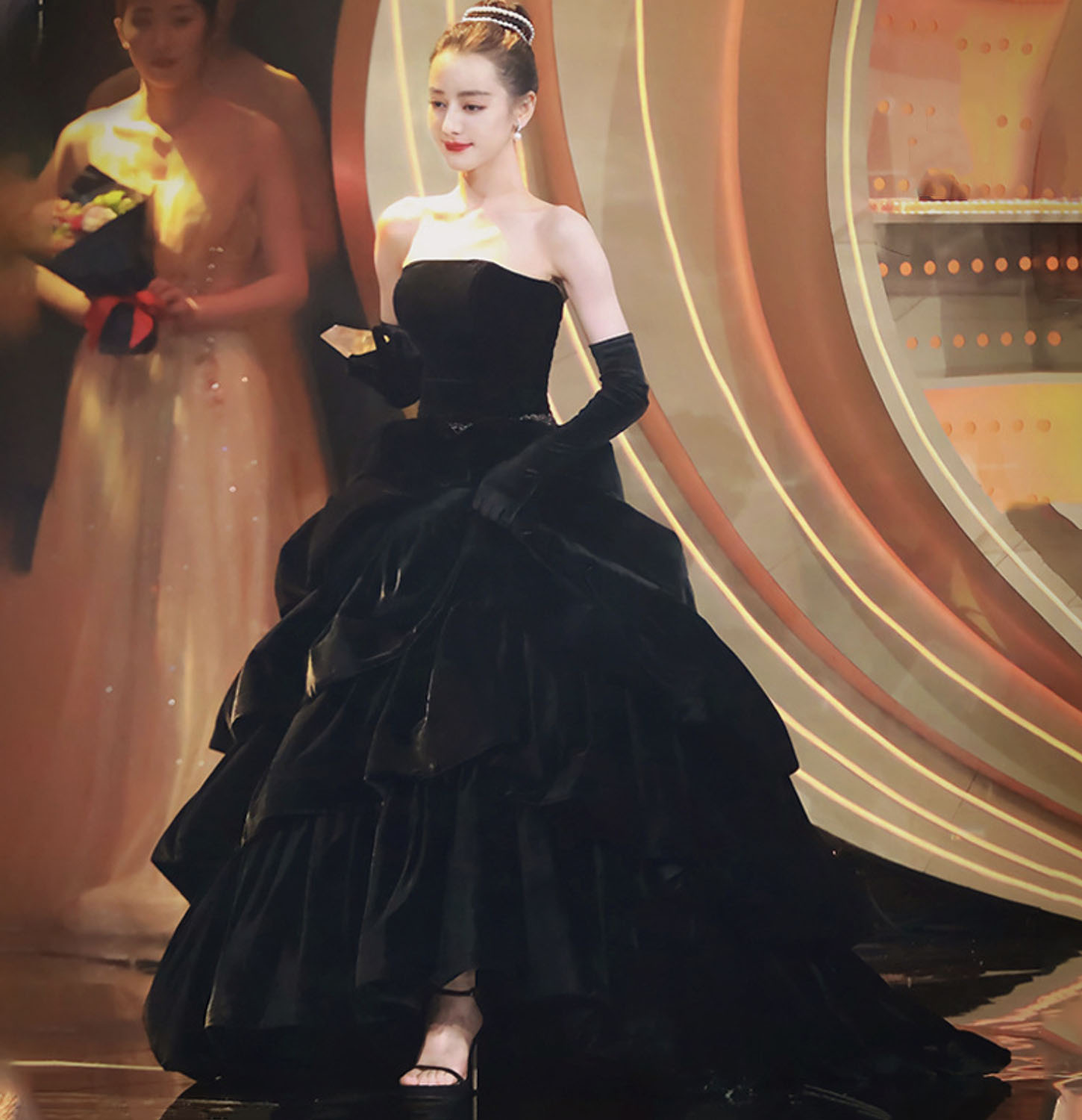 Black long A line ball gown dress fashion dress