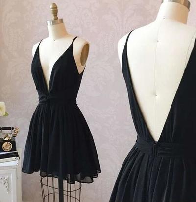 Cute Short Black V Neck Homecoming Dress Formal Dress
