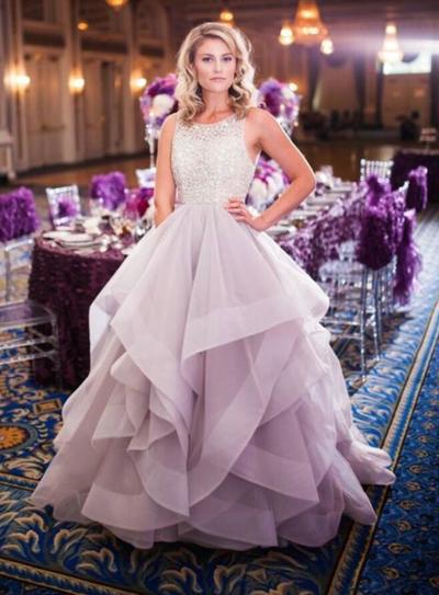 Vintage Fashion Lilac Organza Tiered Prom Dress