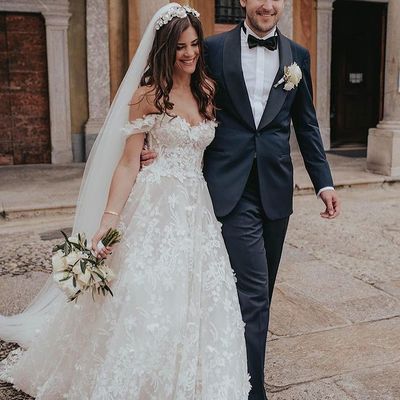 Sweet ball gown off the shoulder lace wedding dresses, beach wedding dresses - Thumbnail 1