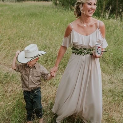 Boho a line off the shoulder chiffon long bridesmaid dresses - Thumbnail 1