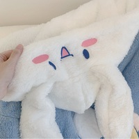Japanese Winter Soft Plush Fluff Embroidery Sanrio Cinnamoroll Ears Hoodies Cute Nightgown Full Overall Blue Cloud Pajamas - Thumbnail 8