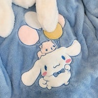Japanese Winter Soft Plush Fluff Embroidery Sanrio Cinnamoroll Ears Hoodies Cute Nightgown Full Overall Blue Cloud Pajamas - Thumbnail 5