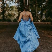 Cute Ball Gown V Neck Straps Blue Prom Dresses with Pockets - Thumbnail 1