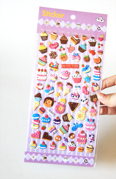 Ice creams, Desserts and Candy - Embossed Japanese kawaii Squishy Stickers (LARGE)