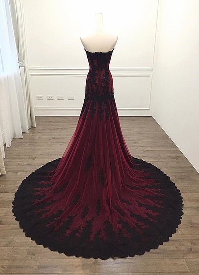 Deep Burgundy Evening Party Dress,Lace-up Bridal Dresses,A line Prom Dresses,688