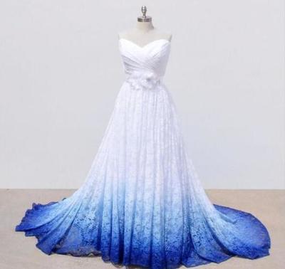Memraid Sweetheart Blue Ombre Garden Lace Wedding Dress