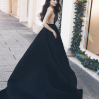 Deep V Neck Prom Dresses with Lace - Thumbnail 1