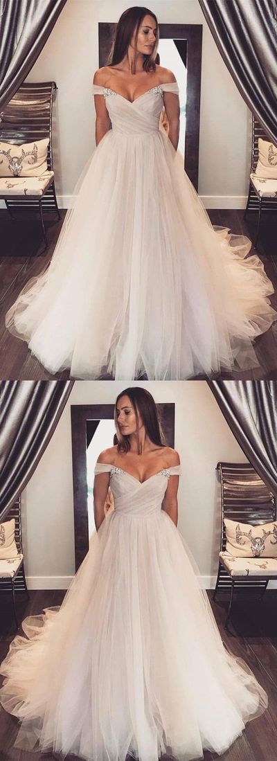 Sexy Off the Shoulder A-line Long Wedding Dress,701