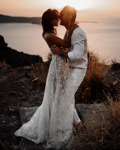 2022 One Shoulder White Lace Beach Wedding Dresses,705