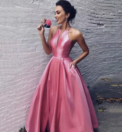 Halter Prom Dresses with Pockets