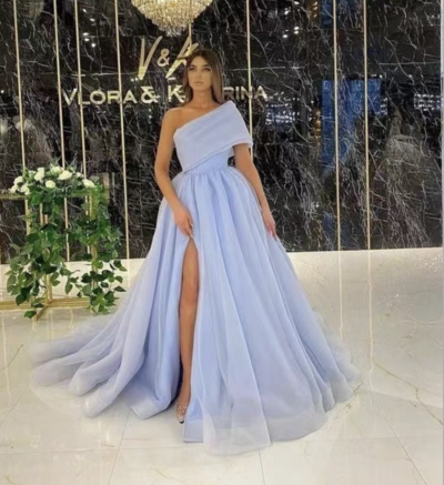 One Shoulder Prom Dresses Slit