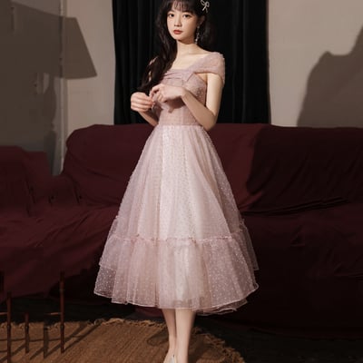 Pink tulle short prom dress homecoming dress - Thumbnail 3
