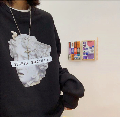 STUPID SOCIETY Statue Print Sweater