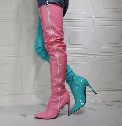 Sexy Fashion Color Block High Heel Over-the-knee Boots