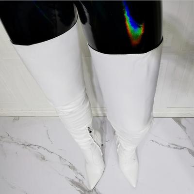 Sexy white over-the-knee women's boots