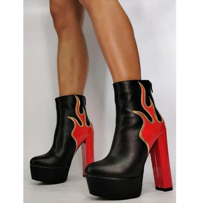 Black thick-heeled fashion high-heeled women's short boots