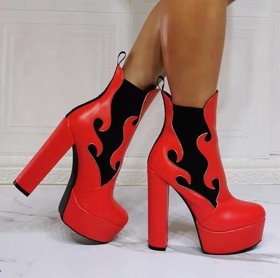 Fashion thick heel high heel zipper female short boots