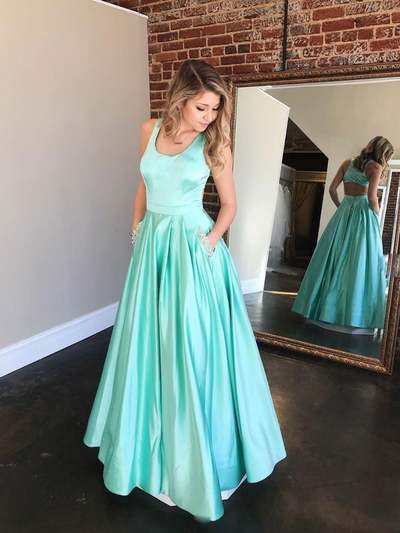 SP1516,Classic satin prom dress,prom ball gown,mint green long evening party dress
