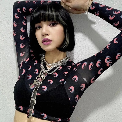 Cute Sexy 2pcs Moon Print Long Sleeve T-shirt Crop Top With Bra Camisole Summer Aesthetic Casual E-Girl Kawaii Korean Japanese Harajuku