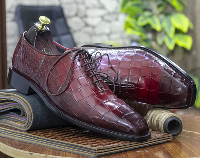 Handmade Whole Cut Alligator Shoes, Oxfords Men Dress Alligator Shoes