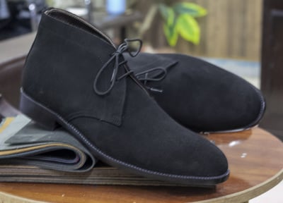 Men's Black Chukka Boots, Men Suede Leather Boots, Dress chukka Boots