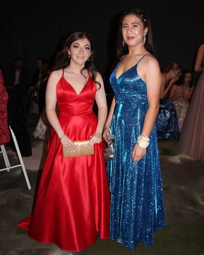 Charming A-Line V Neck Red Satin Cross Back Long Prom Dresses