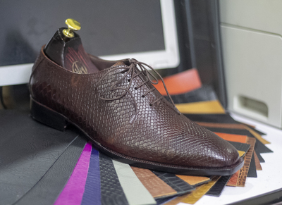 Handmade Whole Cut python Shoes, Brown Tan Oxfords Men Dress python Shoes