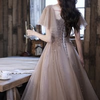 Cute tulle beads short prom dress homecoming dress - Thumbnail 3