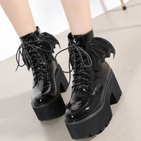 New Fashion Batwing High Heel Booties - Thumbnail 2