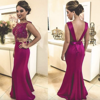 Fuchsia prom dresses mermaid long - Thumbnail 2