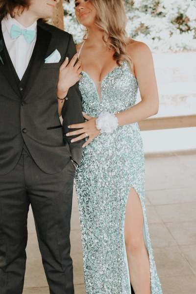 SP1988,Charming sage green sequin dress long prom dress halter evening dresses