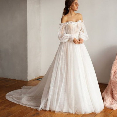 Off The Shoulder Wedding Dresses, Long Sleeves Wedding Dresses,1323