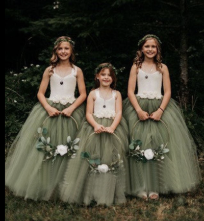 Olive Green Flower Girl Dresses Floor Length