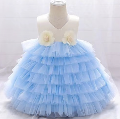 V Neck Flower Girl Dresses with Handmade Flowers