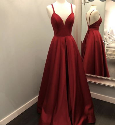 Spaghetti Straps Dark Red Prom Dresses under 100 for Party