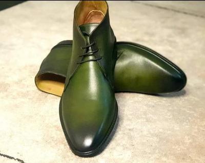 Handmade Mens New Edition Chukka Lovers Bottle Green Lace Up Boot