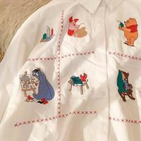 Cartoon Animal Embroidery Long Sleeve Shirt - Thumbnail 4