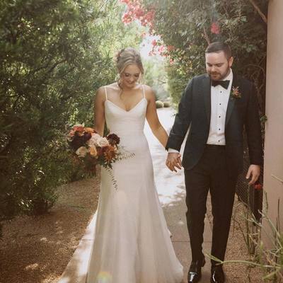 Elegant mermaid v neck spaghetti straps tulle wedding dresses - Thumbnail 2