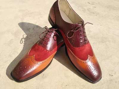 Gentlemen Wear Oxfords Brown Leather Wingtip Beautiful Brogue Formal Shoes