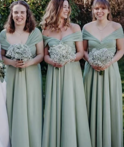 Off Shoulder Bridesmaid Dresses Sage under 100