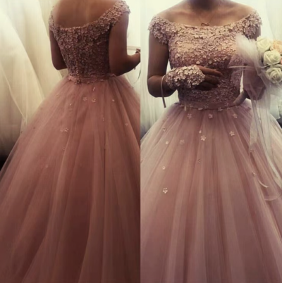 Pink Prom Dresses Pageant Gown with Appliqué