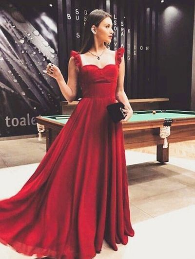 SP2032,Red chiffon prom dresses sleeveless evening party dress