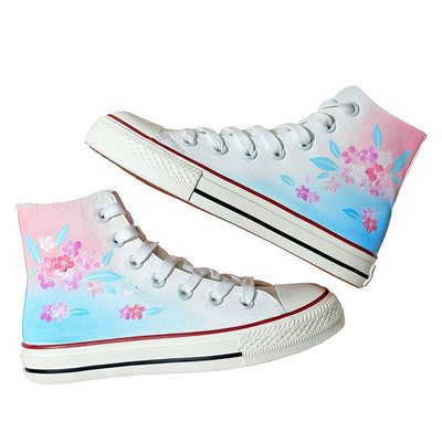 New high-top canvas shoes hand-painted gradient graffiti hand-painted shoes