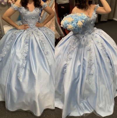 Off Shoulder Prom Dresses Birthday Gown with 3D Flowers