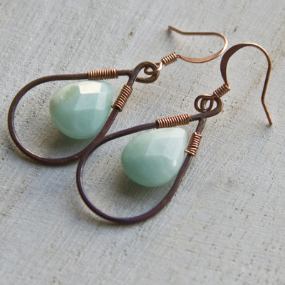 Small Copper Teardrop Earrings