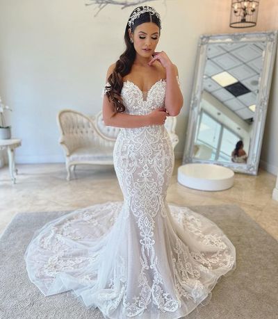 Gorgeous Mermaid Sweetheart Lace Wedding Dresses
