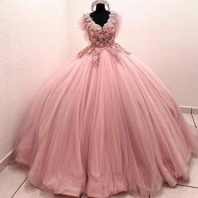Pink v neck birthday gown pageant dresses - Thumbnail 3