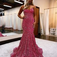 Stunning Mermaid Sparkly Velvet Sequins Prom Dresses - Thumbnail 1