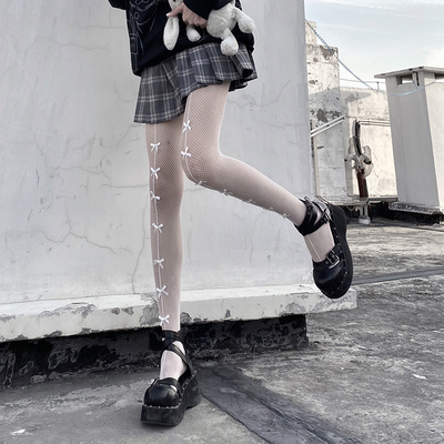 Japanese Sexy Straight Long Line Bow Tights Stockings